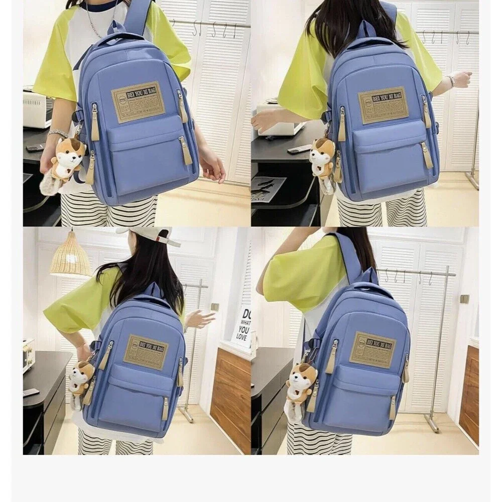 Kawaii Canvas Backpack Set - 5 Pieces Student Pack - Picture 5 of 5